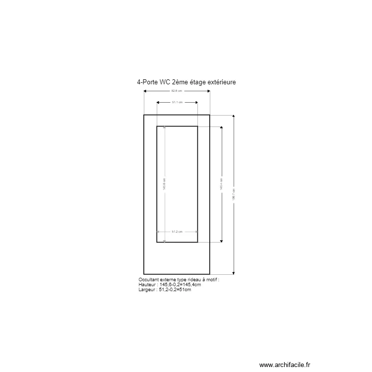 4-Porte WC 2&egrave;me &eacute;tage ext&eacute;rieure. Plan de 