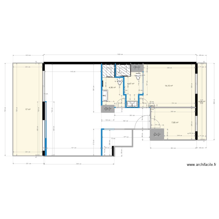 plan sans meubles. Plan de 10 pièces et 54 m2