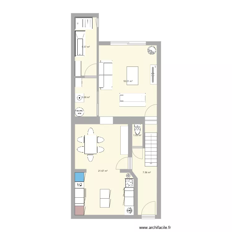 Cuisine apr&egrave;s travaux 2&egrave;me g. Plan de 