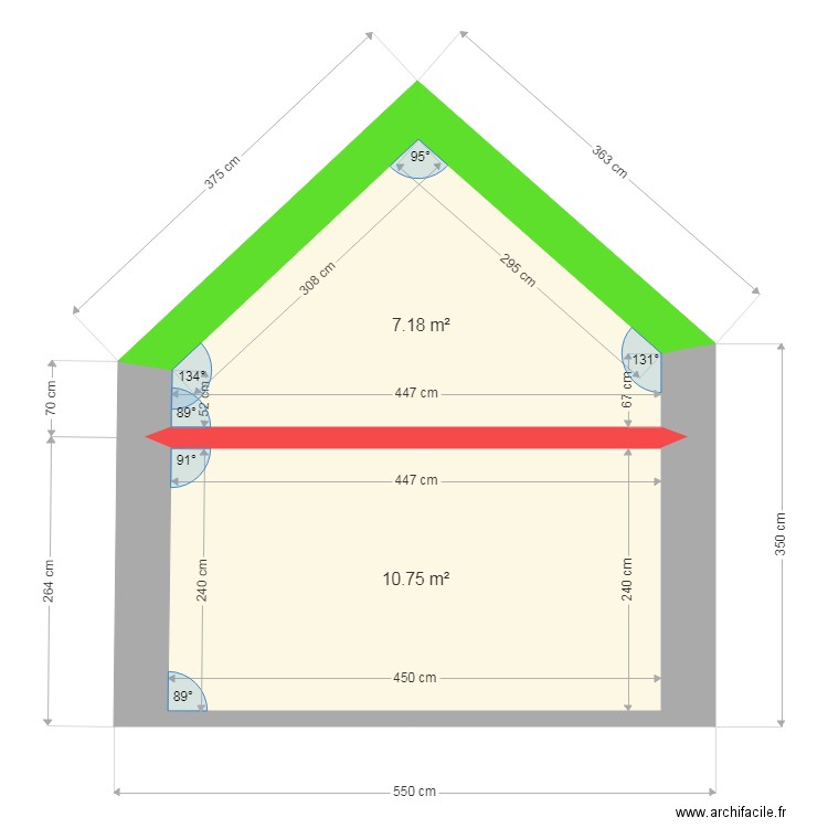 Maison Camille Coupe. Plan de 2 pièces et 18 m2