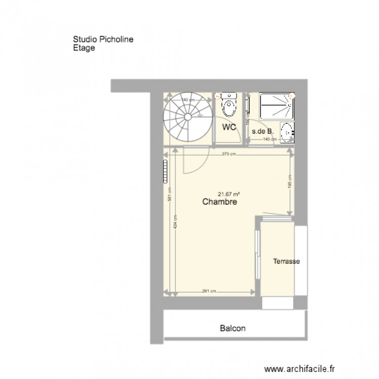 Studio Picholine Etage 3 bis 2. Plan de 0 pièce et 0 m2