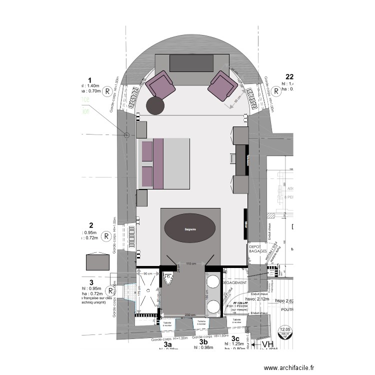 chambre 1 option 2. Plan de 0 pièce et 0 m2
