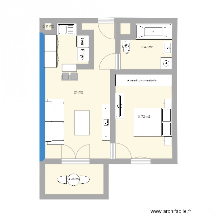 plan appartement 43 m2