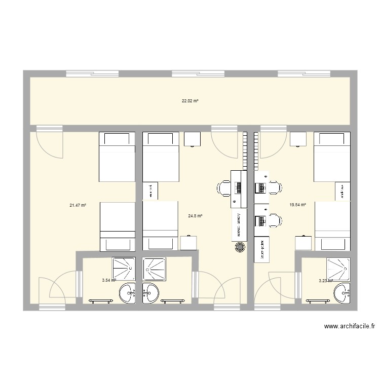 chambre internat. Plan de 0 pièce et 0 m2