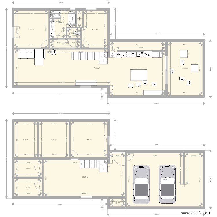 Plan type TREPT cuisine cellier alison. Plan de 16 pièces et 270 m2