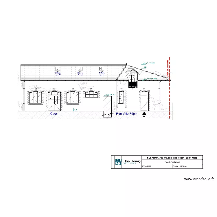 Fa&ccedil;ade Nord projet Armatan 2. Plan de 