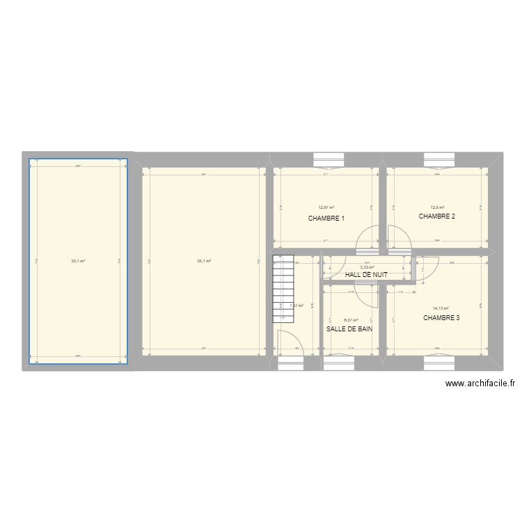 Rulles rez du Bois niveau 0. Plan de 8 pièces et 121 m2