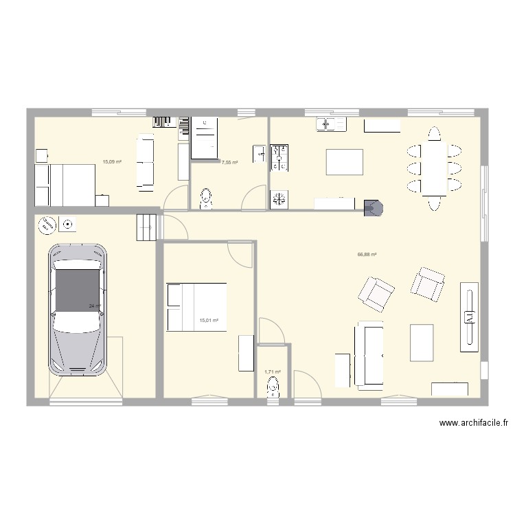 Maison . Plan de 6 pièces et 130 m2