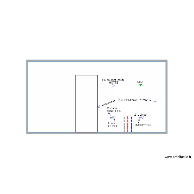 Mur s&eacute;jour avec porte. Plan de 