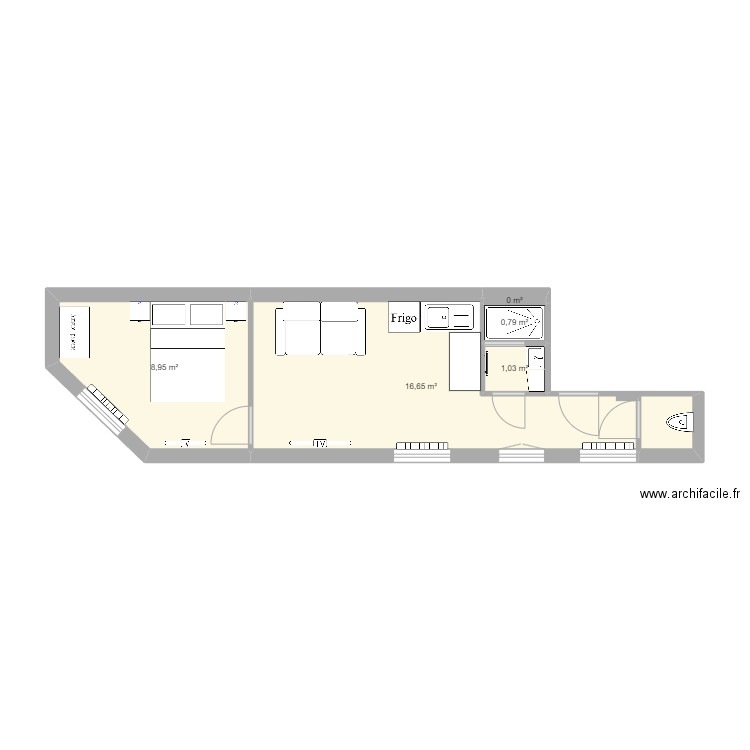 11 Ordener (2ème étage). Plan de 5 pièces et 27 m2