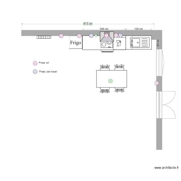 Cuisine RDC13. Plan de 0 pièce et 0 m2