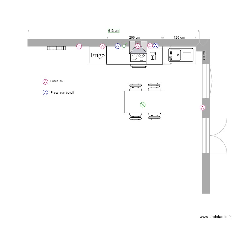 Cuisine RDC13. Plan de 0 pièce et 0 m2