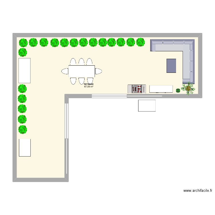 terrasse N°1. Plan de 1 pièce et 67 m2