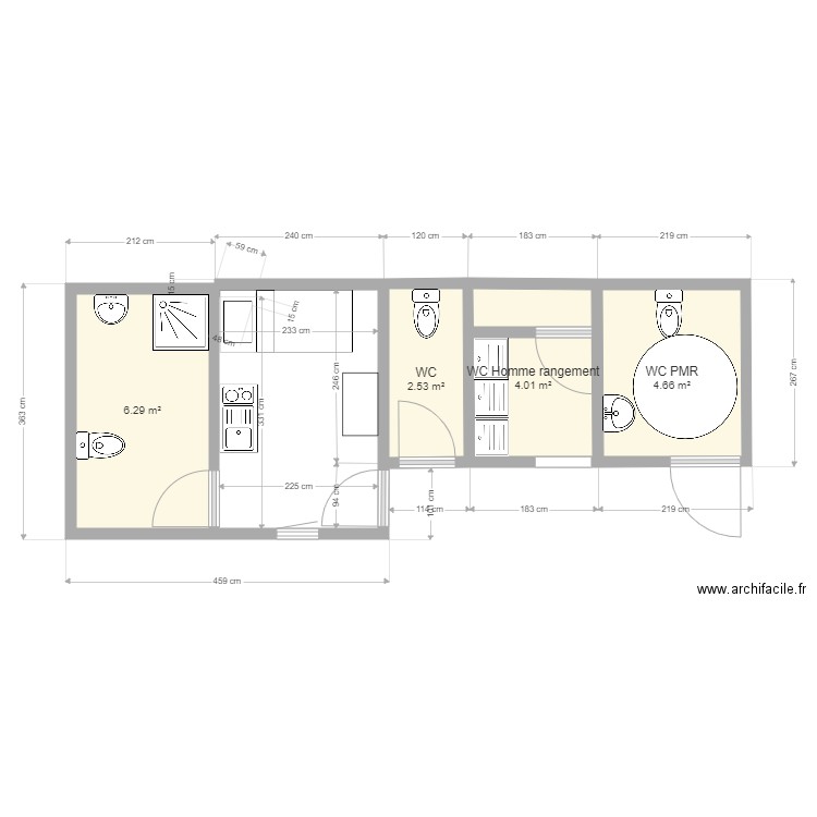 wc public. Plan de 0 pièce et 0 m2