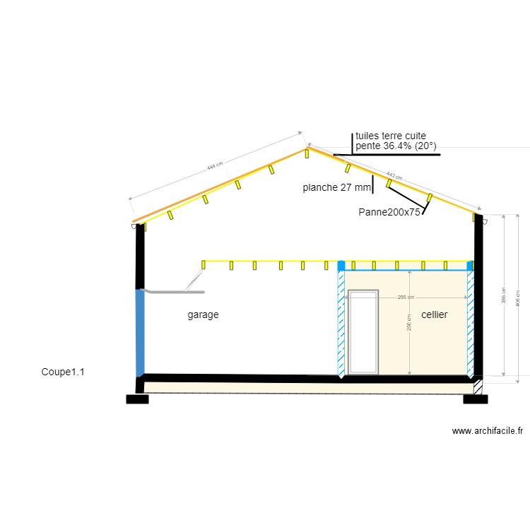 Coté coupe droit. Plan de 0 pièce et 0 m2