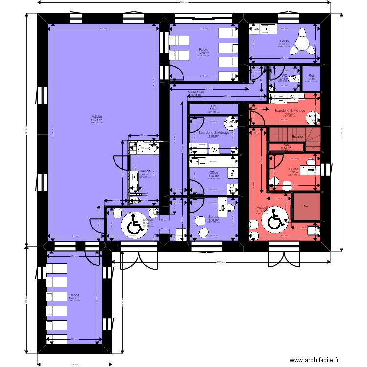 Vanchy projet V2 Jordan. Plan de 33 pièces et 358 m2