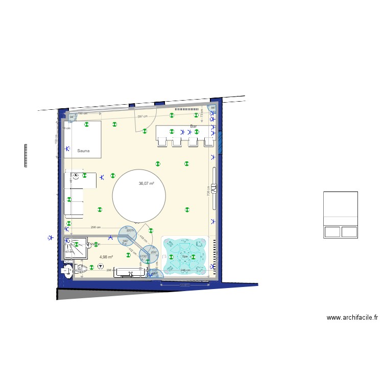 SPA Lit Rond. Plan de 4 pièces et 82 m2