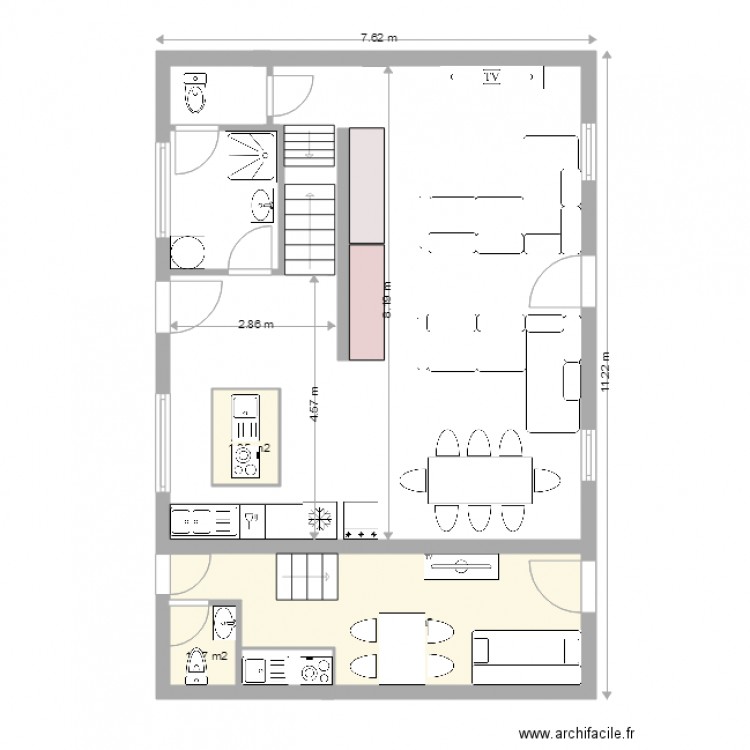maison principale studio 1 avec cotation. Plan de 0 pièce et 0 m2
