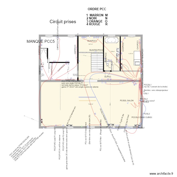 elec. Plan de 6 pièces et 120 m2