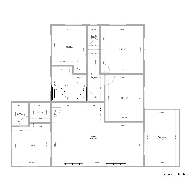 bonnes mesures. Plan de 11 pièces et 124 m2