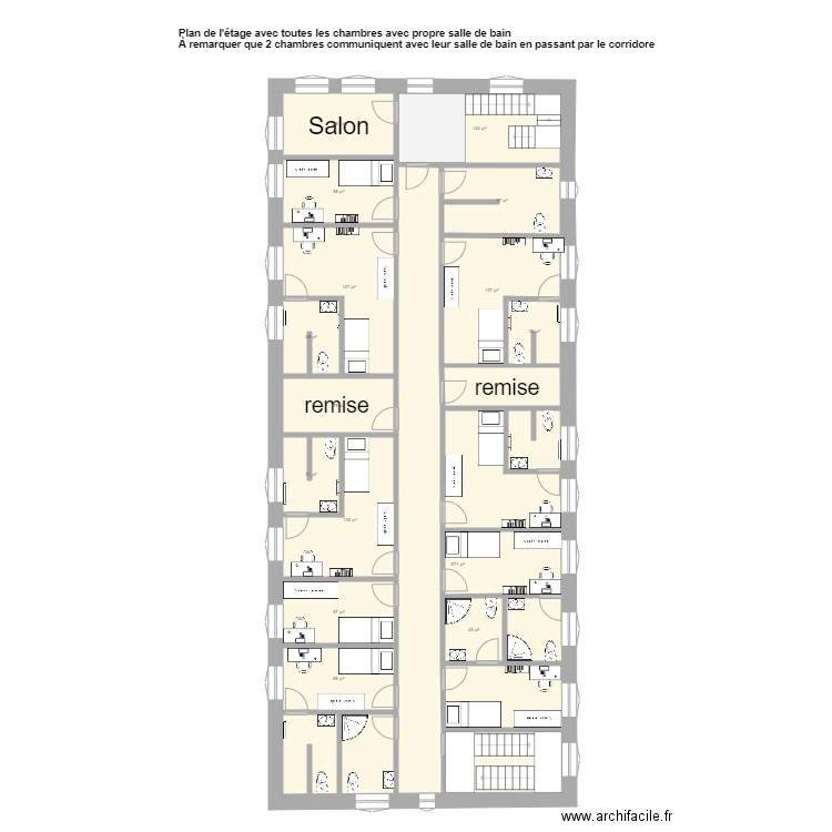 étage des chambres. Plan de 0 pièce et 0 m2