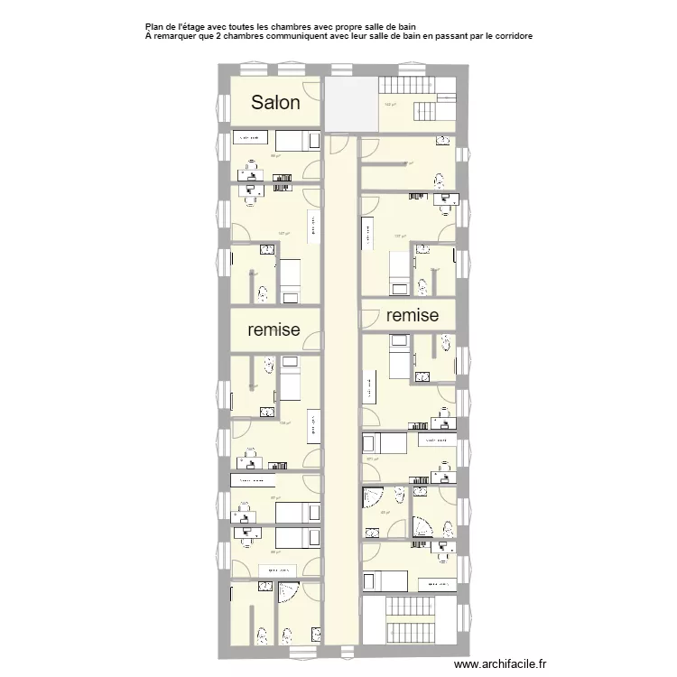 &eacute;tage des chambres. Plan de 