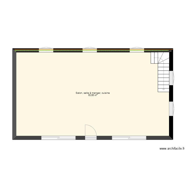 SEJOUR CUISINE V1 APPT 1 . Plan de 1 pièce et 64 m2