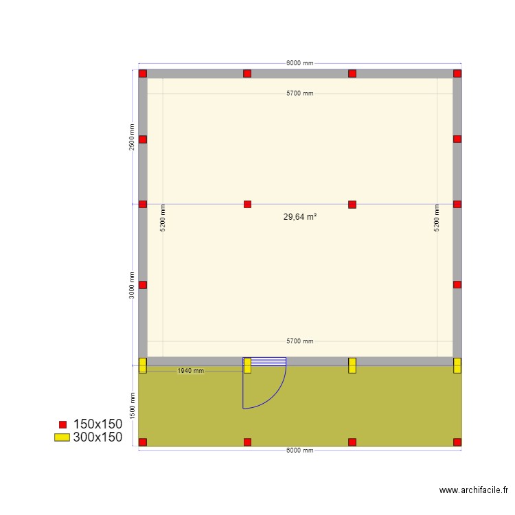 Псков Сваи. Plan de 2 pièces et 37 m2