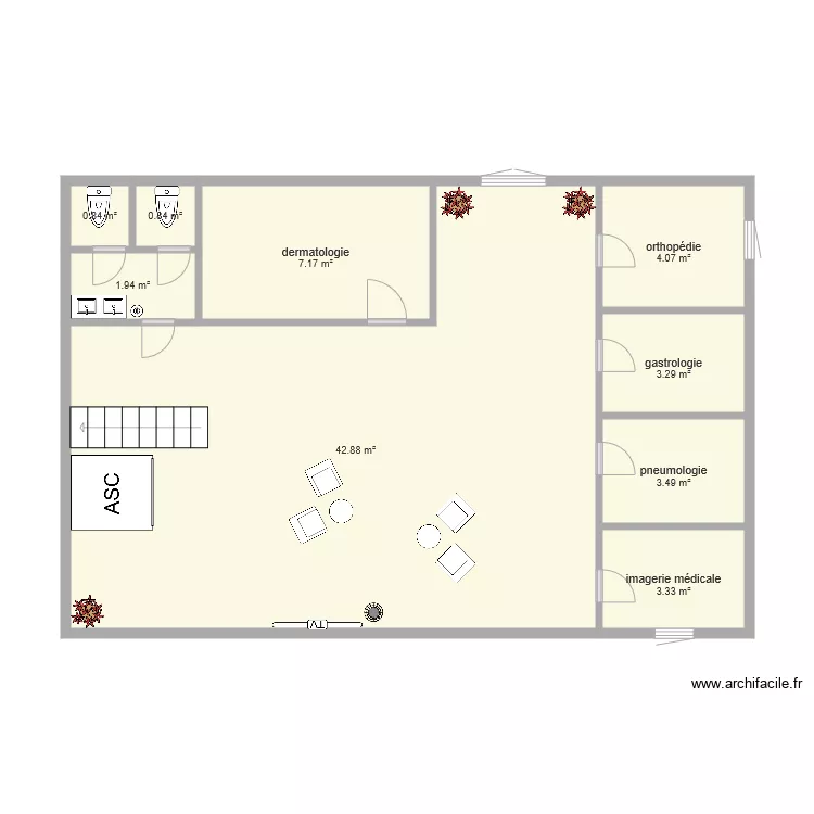 &eacute;tage eval. Plan de 