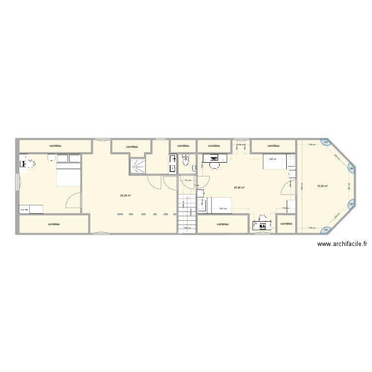 etage Gauguin. Plan de 14 pièces et 99 m2