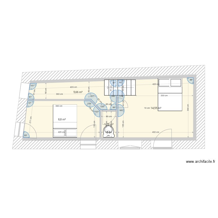 Rdc annexe 1. Plan de 4 pièces et 30 m2