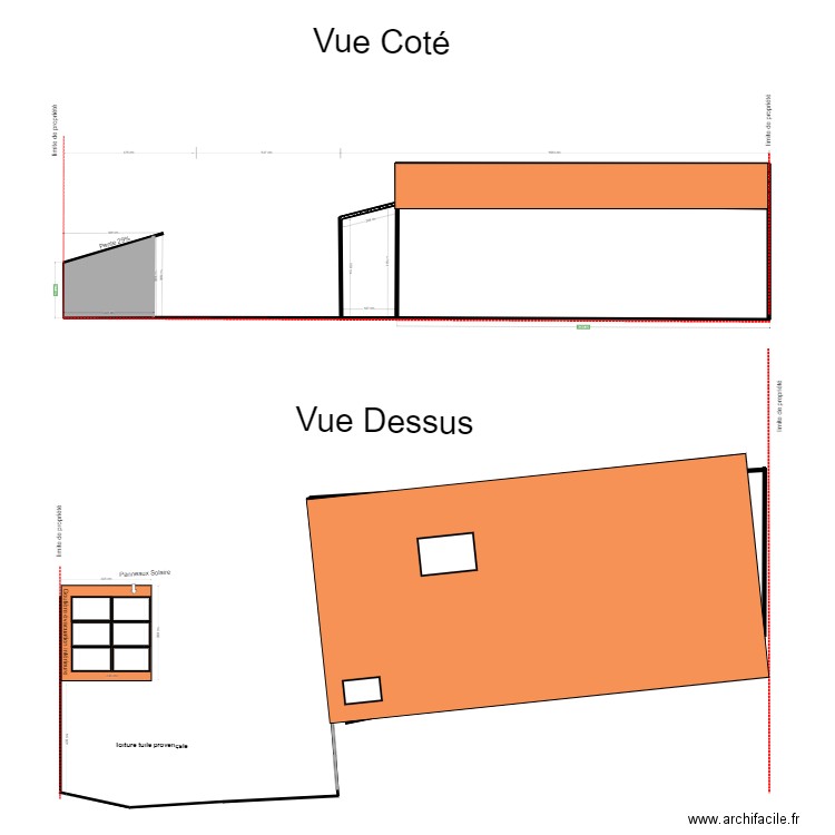 Plan de coupe. Plan de 3 pièces et 81 m2