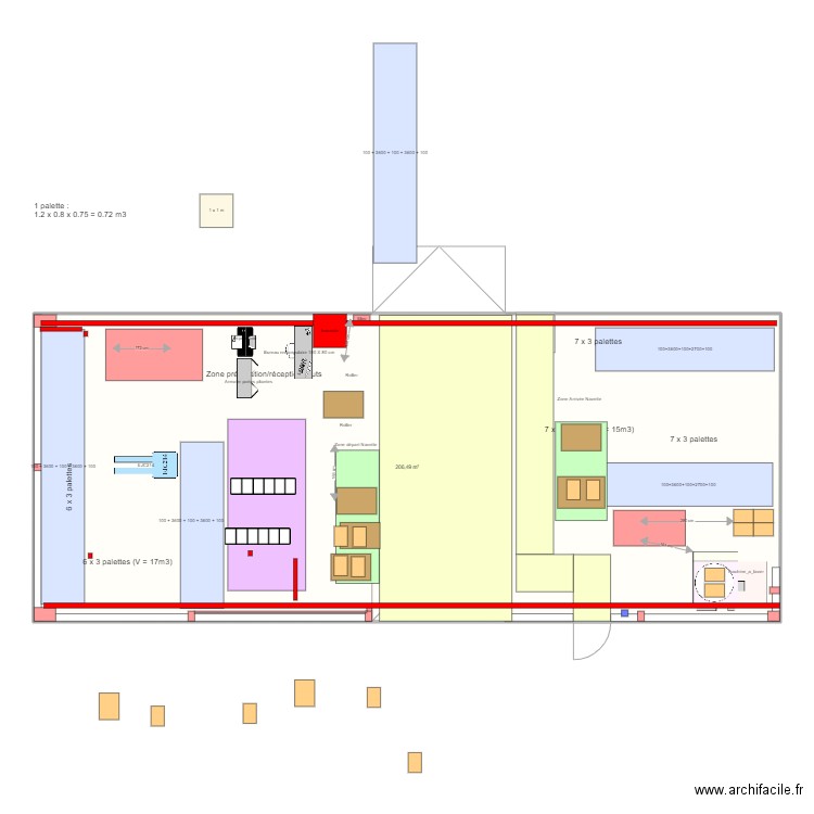 Réception UAP3 v5. Plan de 1 pièce et 206 m2