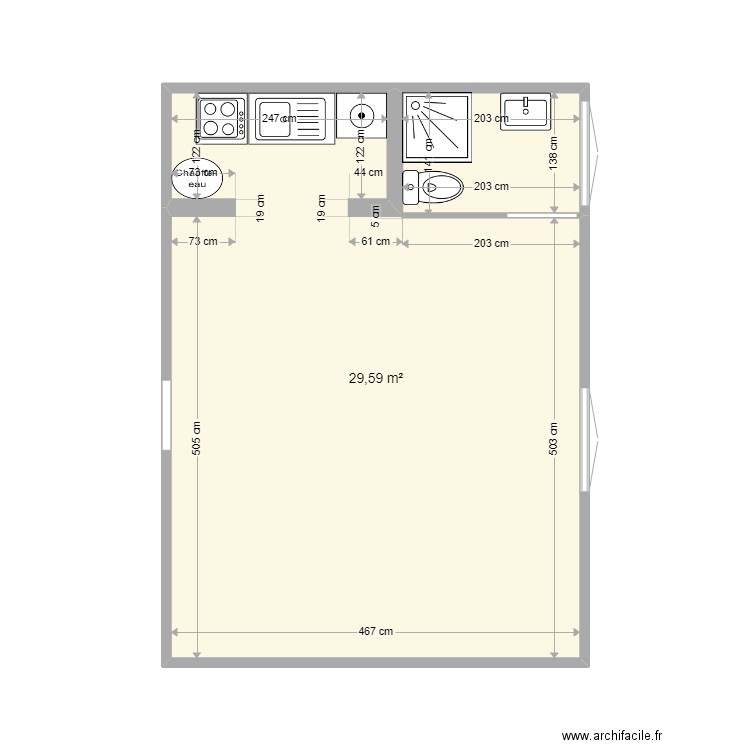 APPT 2 1 ETAGE. Plan de 1 pièce et 30 m2