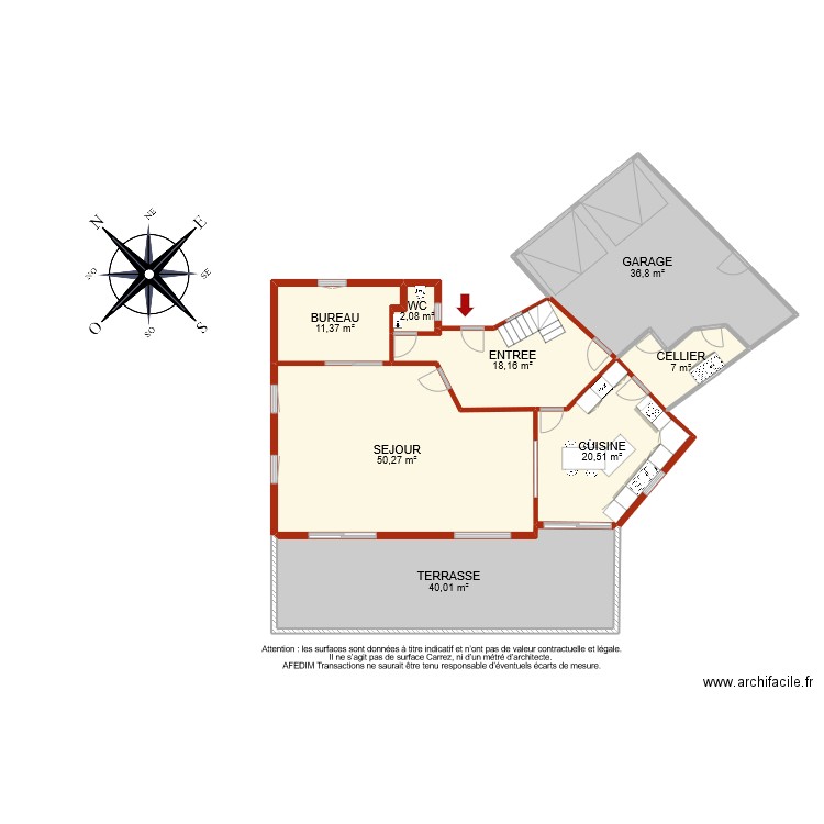 BI 9224 RDC. Plan de 8 pièces et 186 m2