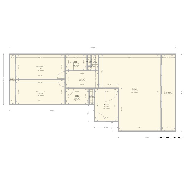 Verena1.1. Plan de 12 pièces et 105 m2