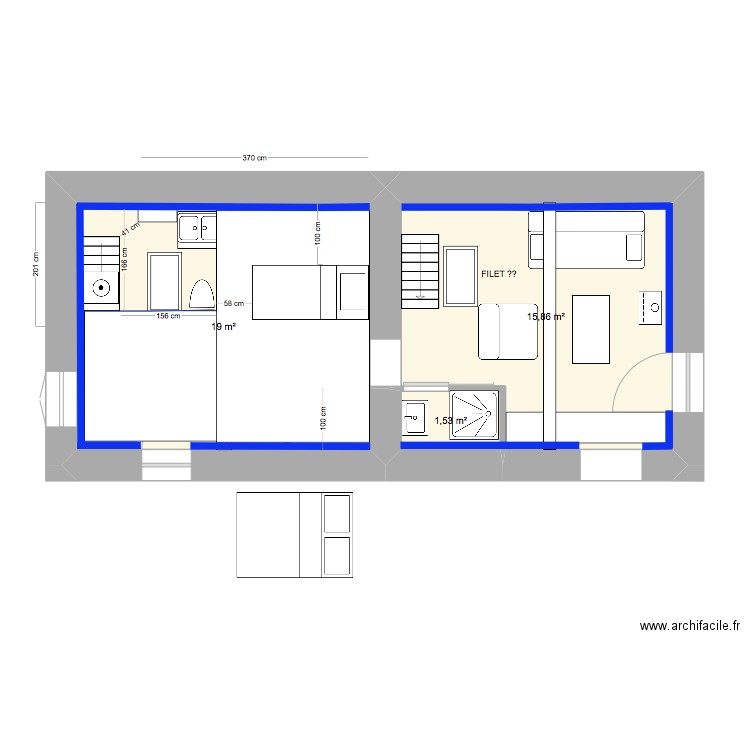 PM N1cuisine avec esc semi héli P Est mezzanine. Plan de 0 pièce et 0 m2