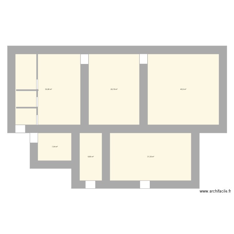 surfaces brutes actuelles. Plan de 0 pièce et 0 m2