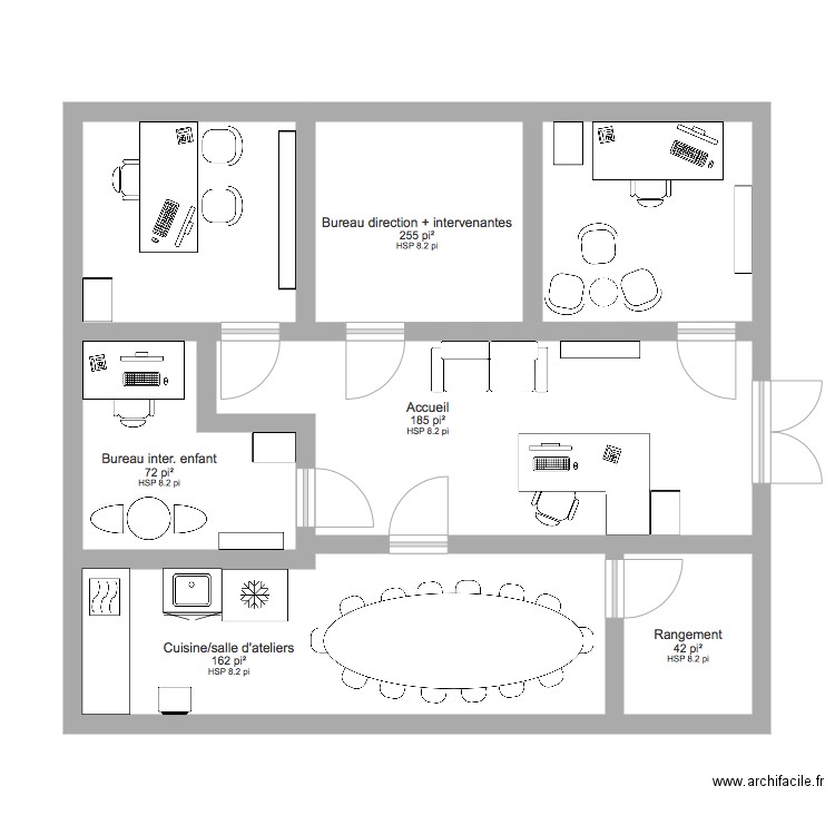 Bureaux Plan 5 Pieces 66 M2 Dessine Par Val