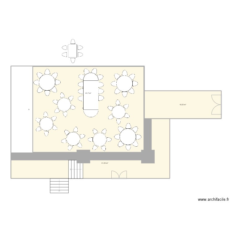 Chateau repas. Plan de 3 pièces et 132 m2