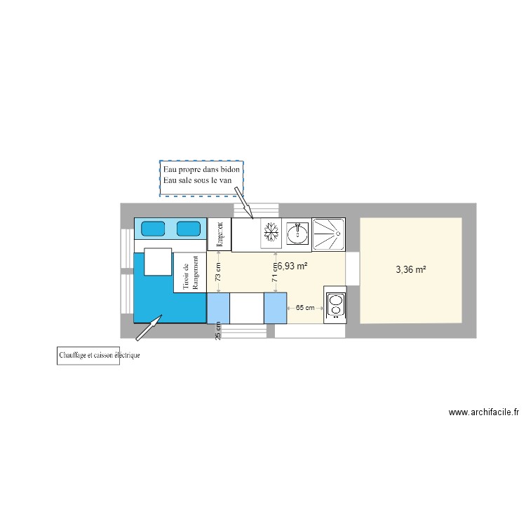 Aménagement Fourgon L3h2 Version Julie. Plan de 0 pièce et 0 m2