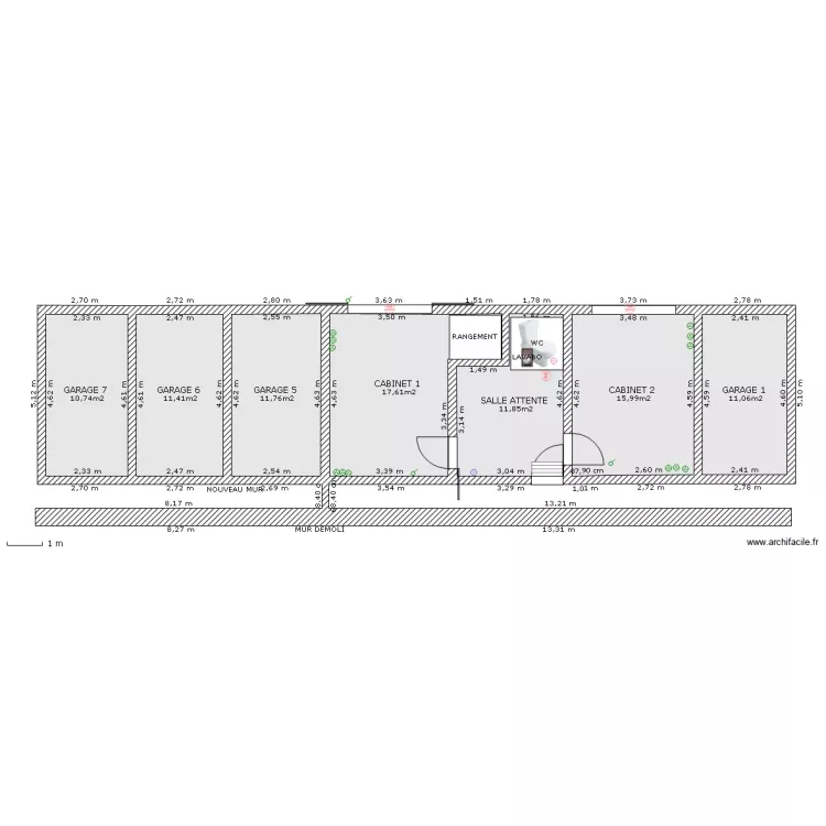 MACKIEWICZ PC DAGNEUX ETAT FUTUR AVEC ANCIEN MUR. Plan de 