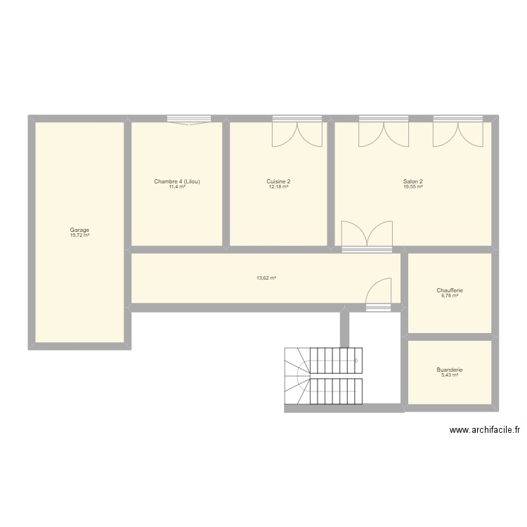RDJ_Maison Bassens. Plan de 7 pièces et 89 m2