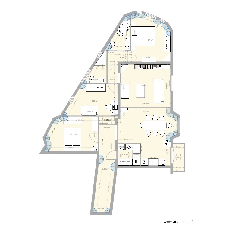 tolbiac 13eme avant après aménagé ter . Plan de 0 pièce et 0 m2