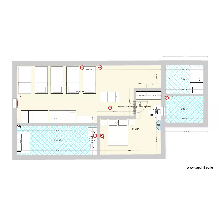 UH1 - Combles - électricité, Télécom et ventilation. Plan de 5 pièces et 71 m² UH1 - Combles - électricité, Télécom et ventilation. Plan de 5 pièces et 71 m²