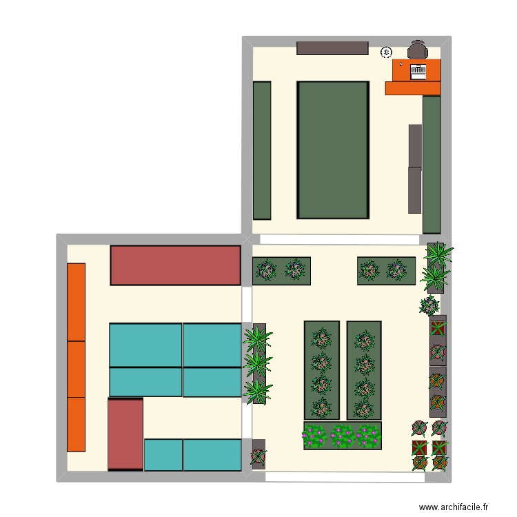 magasin. Plan de 3 pièces et 75 m2