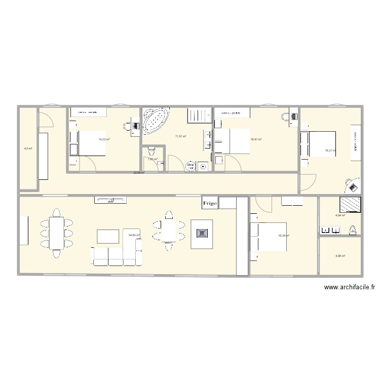1er étage Petit Pinson. Plan de 11 pièces et 169 m2