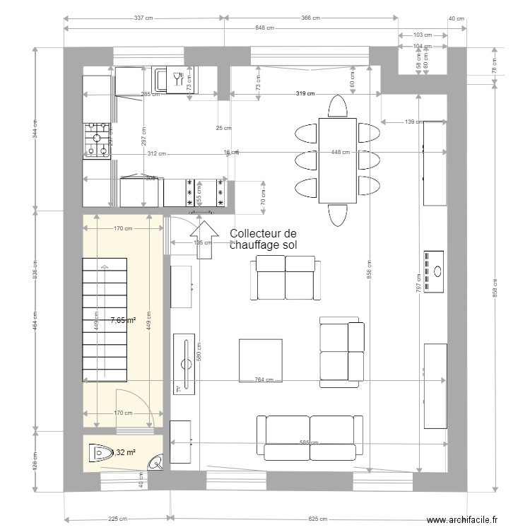 Liege december 2022. Plan de 9 pièces et 73 m2