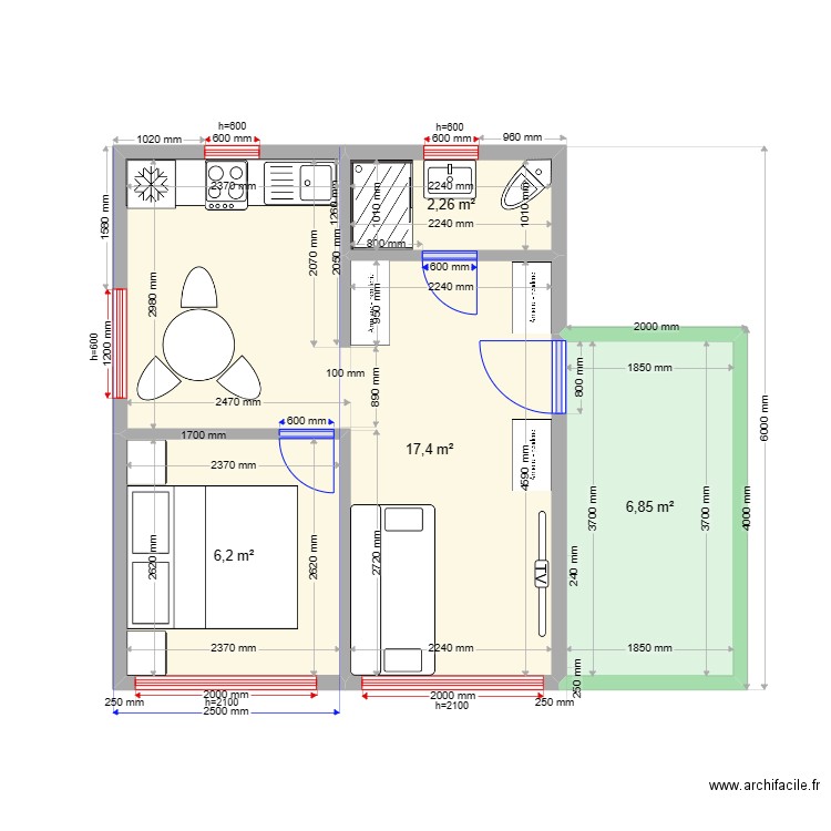 2143534646754876545233124235. Plan de 4 pièces et 33 m2