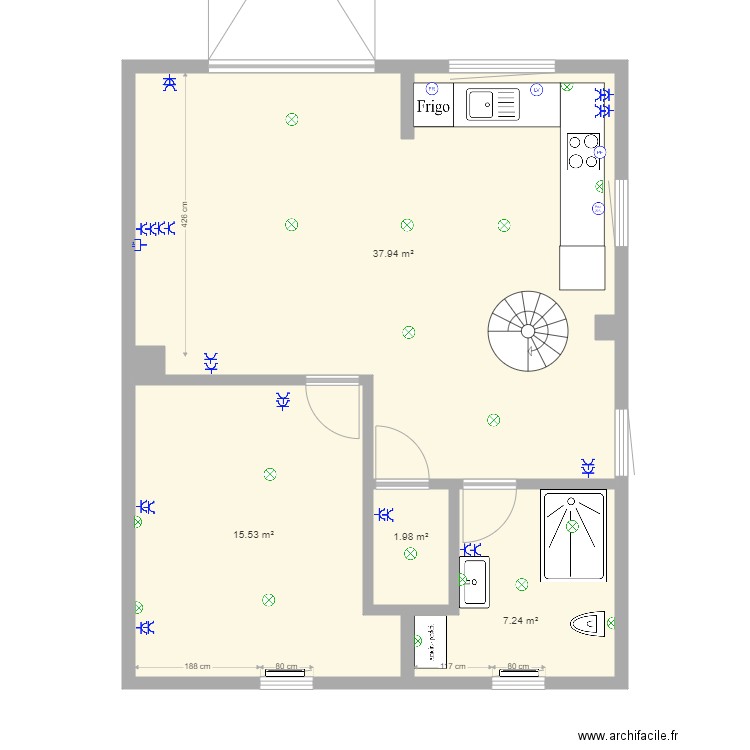 Gites final 9 elec. Plan de 8 pièces et 90 m2